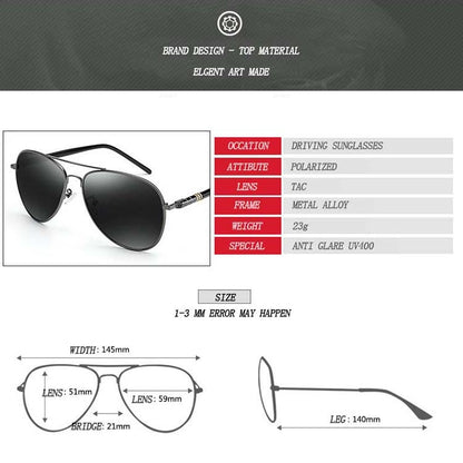 Men Oversized Aviation Metal Frame Spring Temple Polarized Sunglasses Male  Pilot Male Driving Sun Glasses(Coffee Frame) - Sunglasses by buy2fix | Online Shopping UK | buy2fix