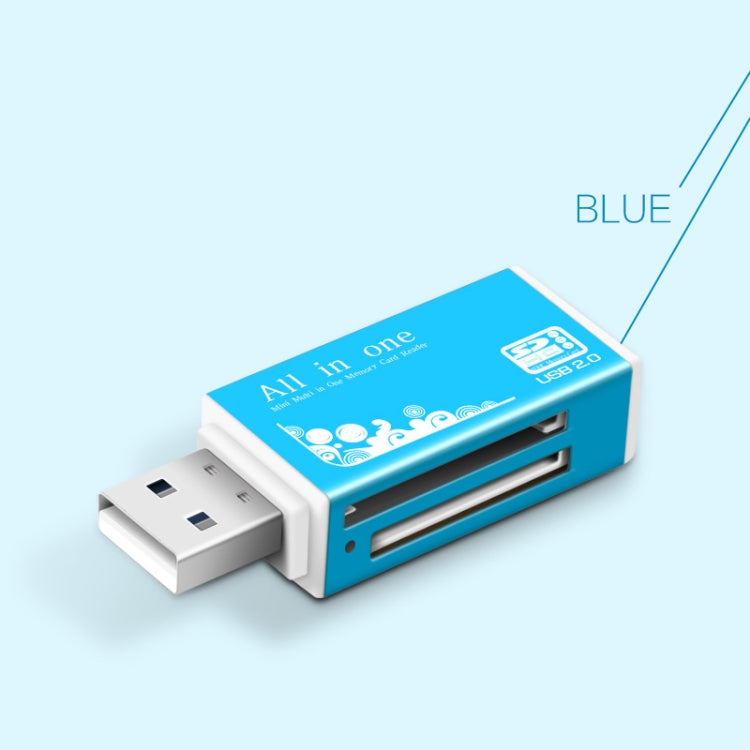 Multi in 1 Memory SD Card Reader for Memory Stick Pro Duo Micro SD,TF,M2,MMC,SDHC MS Card(Blue) - Computer & Networking by buy2fix | Online Shopping UK | buy2fix