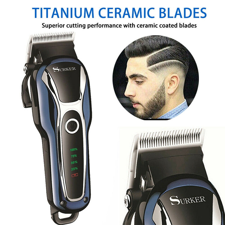 Surker SK-803 High-power LCD Hair Clipper Plug-in Dual-use Electric Clippers(Blue) - Hair Trimmer by buy2fix | Online Shopping UK | buy2fix