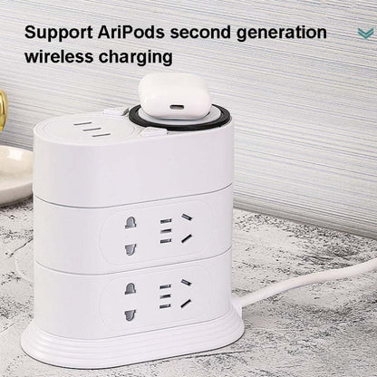 Mobile Phone Wireless Charging Socket Creative Smart USB Power Strip Multi-Function Desktop Vertical Power Strip, CN Plug, Specification: 0.8 Meters, Style:2 Layer(Black) - Consumer Electronics by buy2fix | Online Shopping UK | buy2fix