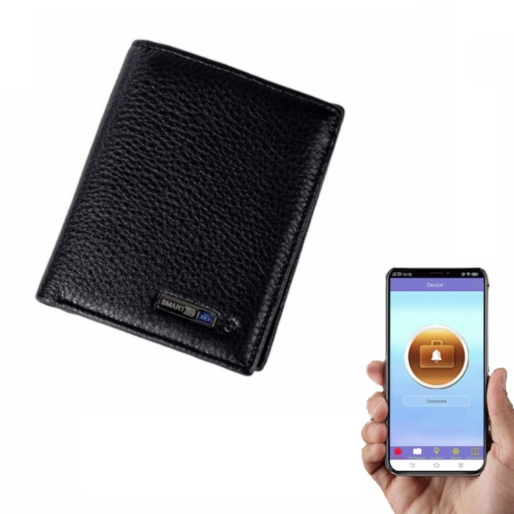 Vertical Wallet Smart Bluetooth Anti-Lost Anti-Theft Leather Bag, Style:Smart(Black) - Antimagnetic RFID Package by buy2fix | Online Shopping UK | buy2fix