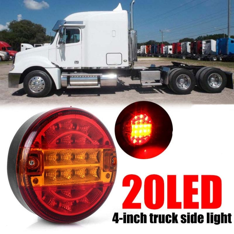 4 Inch 20 LEDs10-30V Wide Pressure Truck Tail Light 20LED Round Truck Tail Light Bread Light(Yellow) - Brake Lights by buy2fix | Online Shopping UK | buy2fix