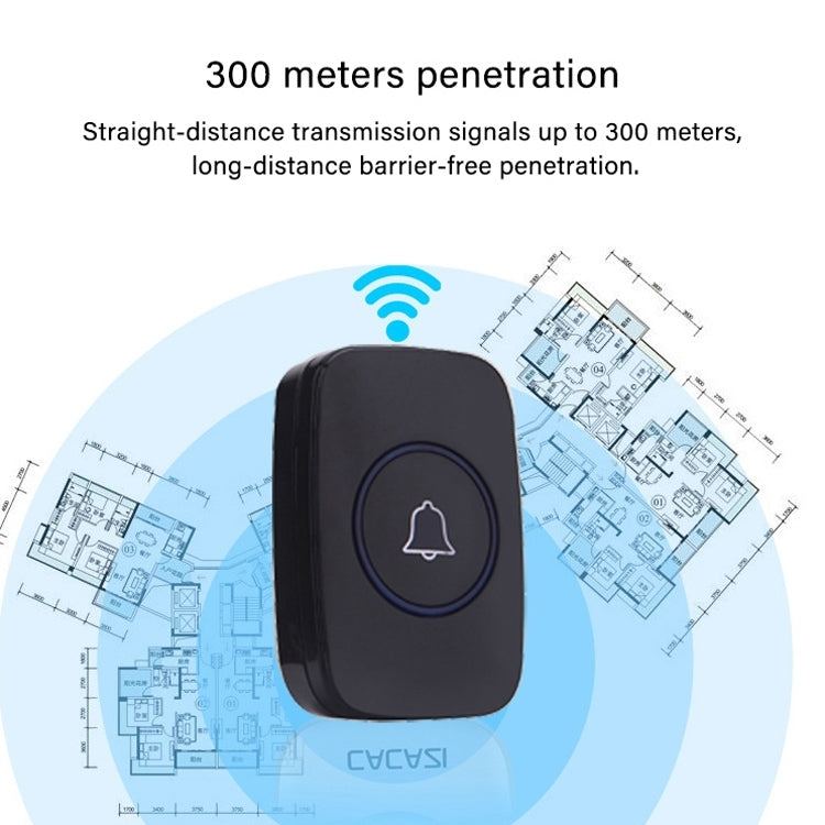 CACAZI A10 300m Long Range No Battery Waterproof LED Light Smart Wireless Doorbell - Wireless Doorbell by CACAZI | Online Shopping UK | buy2fix