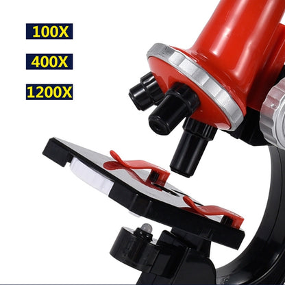 HD 1200 Times Microscope Toys Primary School Biological Science Experiment Equipment Children Educational Toys(Red) - Consumer Electronics by buy2fix | Online Shopping UK | buy2fix
