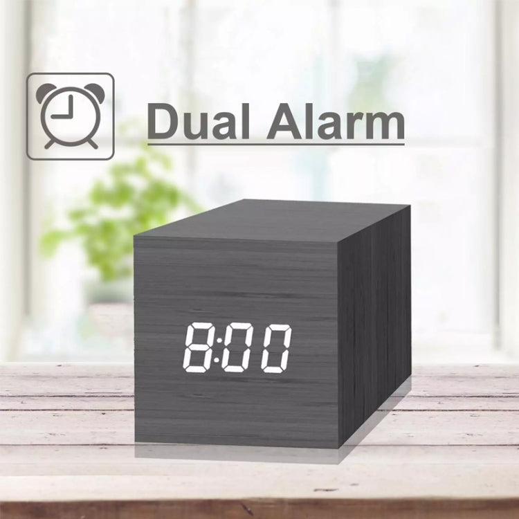 Multicolor Sounds Control Wooden Clock Modern Digital LED Desk Alarm Clock Thermometer Timer Black White - Home & Garden by buy2fix | Online Shopping UK | buy2fix