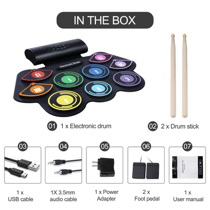 Hand-Rolled Drum Set Color Electronic Drum Lithium Battery Rechargeable Silicone Drum Set - Percussion Instruments by buy2fix | Online Shopping UK | buy2fix