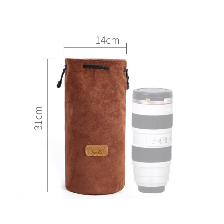 S.C.COTTON Liner Shockproof Digital Protection Portable SLR Lens Bag Micro Single Camera Bag Round Brown L - Camera Accessories by S.C.COTTON | Online Shopping UK | buy2fix