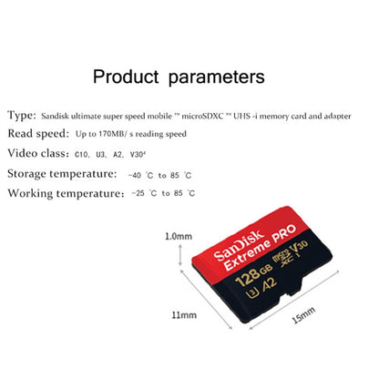 SanDisk U3 High-Speed Micro SD Card  TF Card Memory Card for GoPro Sports Camera, Drone, Monitoring 128GB(A2), Colour: Black Card - Micro SD Card by SanDisk | Online Shopping UK | buy2fix