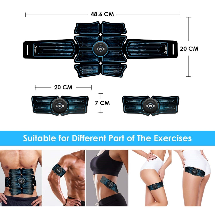 8-Piece Lazy Abdomen Fitness Massager Rechargeable Home Fitness Belt Abdominal Muscle Stickers - Outdoor & Sports by buy2fix | Online Shopping UK | buy2fix