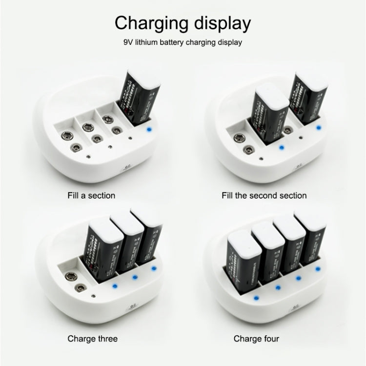 Four-Slot 9V Lithium Battery Charger For Multimeter Microphone Remote Control Battery Charger, US Plug - Consumer Electronics by buy2fix | Online Shopping UK | buy2fix