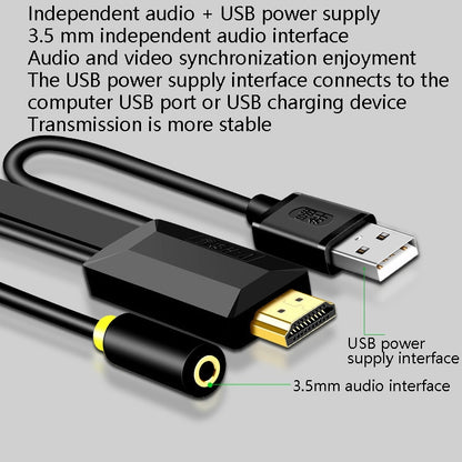 1m JH HV10 1080P HDMI to VGA Cable Projector TV Box Computer Notebook Industrial Display Adapter Cable - Cable by JH | Online Shopping UK | buy2fix