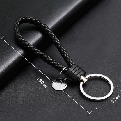 100 PCS Woven Leather Cord Keychain Car Pendant Leather Key Ring Baotou With Small Round Piece(Khaki) - Key Rings by buy2fix | Online Shopping UK | buy2fix