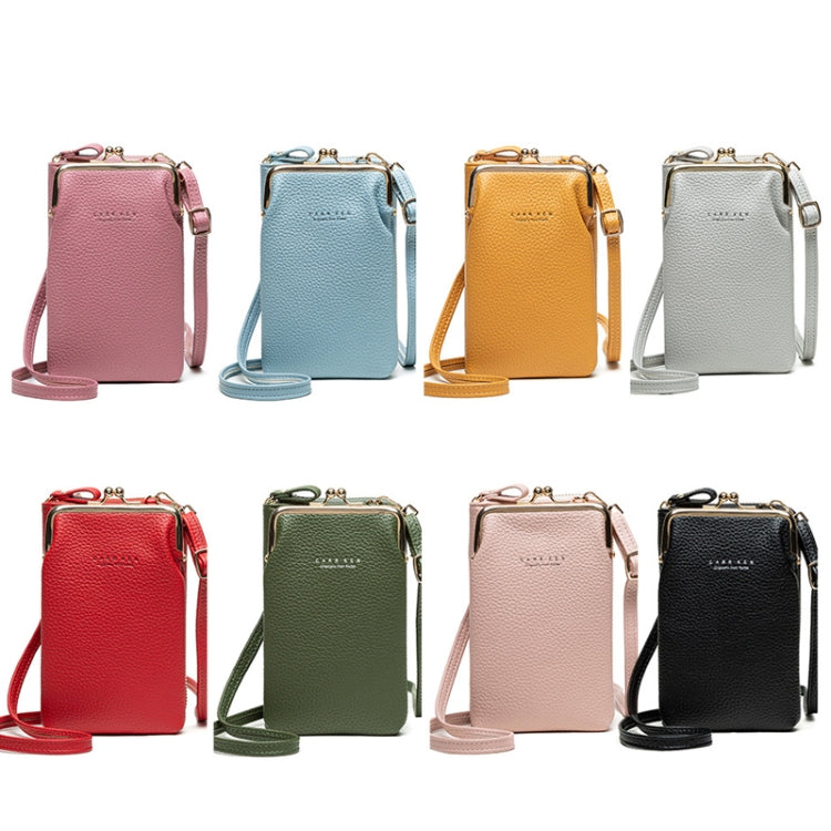 H2107 Ladies Mobile Phone Bag Shoulder Messenger Bag Pebbled Zipper Wallet(Light Blue) - Single-shoulder Bags by buy2fix | Online Shopping UK | buy2fix