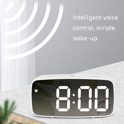 Mirror Bedside Alarm Clock Battery Plug-In Dual-Purpose LED Clock, Colour: Rectangle Black Shell (Black Surface green light) - Home & Garden by buy2fix | Online Shopping UK | buy2fix