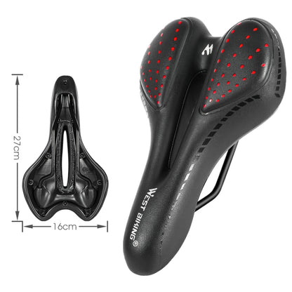 WEST BIKING YP0801086 Silicone Thickened Soft And Comfortable Bicycle Seat(Black Red) - Bicycle Saddle by WEST BIKING | Online Shopping UK | buy2fix