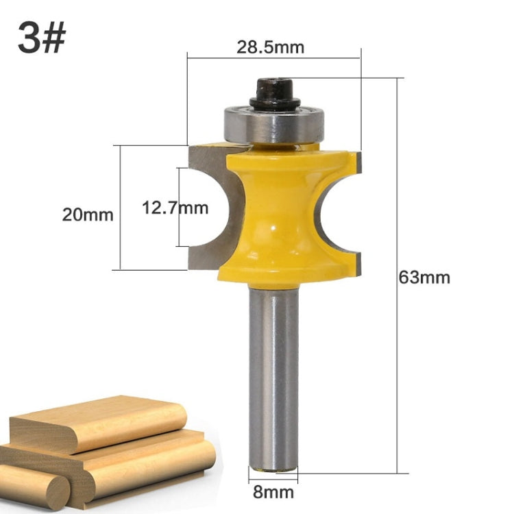 8-Shank Bearing Positive Semicircular Cutter Engraving Machine Woodworking Cutter, Model: No. 3 - Others by buy2fix | Online Shopping UK | buy2fix