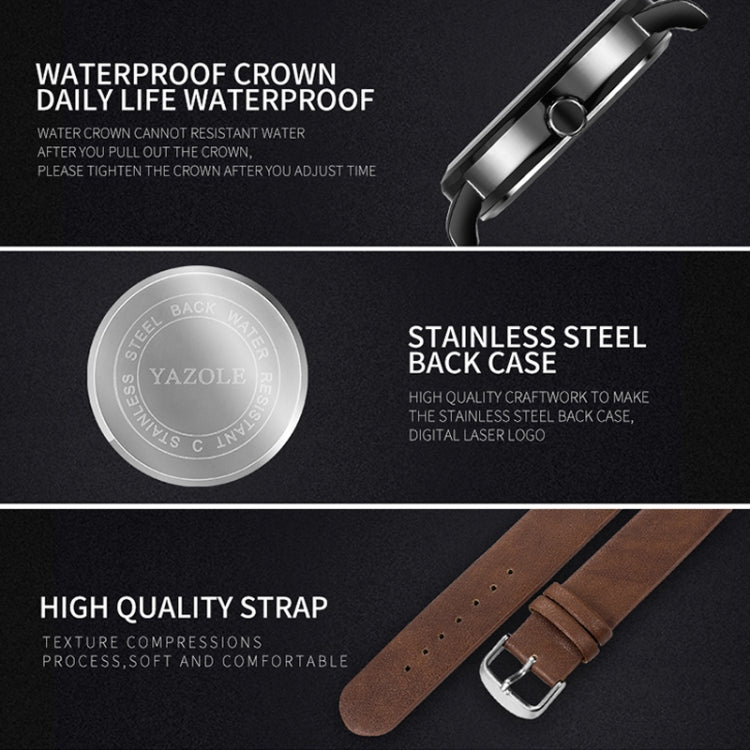 YAZOLE Turntable Men Quartz Watch(510 Black Tray Black Belt) - Leather Strap Watches by YAZOLE | Online Shopping UK | buy2fix
