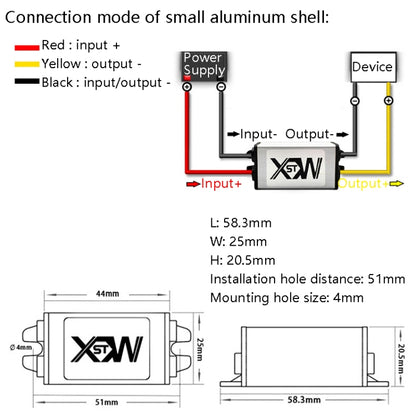 XWST DC 12/24V To 5V Converter Step-Down Vehicle Power Module, Specification: 12/24V To 5V 2A Small Aluminum Shell -  by buy2fix | Online Shopping UK | buy2fix