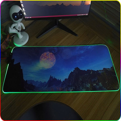 250x350x4mm F-01 Rubber Thermal Transfer RGB Luminous Non-Slip Mouse Pad(Brontosaurus) - Mouse Pads by buy2fix | Online Shopping UK | buy2fix