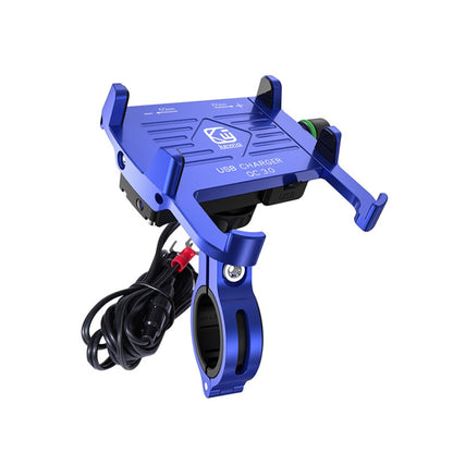 Kewig M6-S 12V Motorcycle Waterproof Aluminum Alloy Mobile Phone Bracket With QC3.0 Fast Charging(Blue) - Holder by Kewig | Online Shopping UK | buy2fix