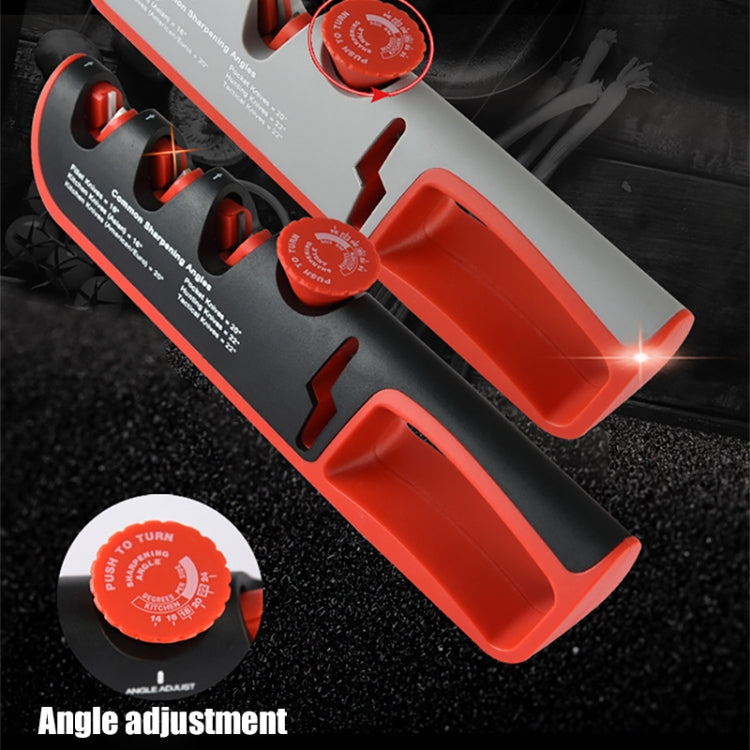 4- In-1 Adjustable Manual Knife Sharpener Multifunctional Knife Sharpener(Black Red) - Home & Garden by buy2fix | Online Shopping UK | buy2fix