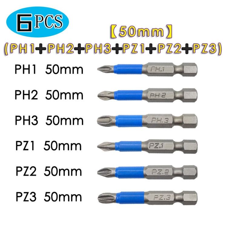 3 Sets 6 PCS 50mm Strong Magnetic Hand Drill Screwdriver Mouth Anti-Slip Screwdriver Bit - Drill & Drill Bits by buy2fix | Online Shopping UK | buy2fix