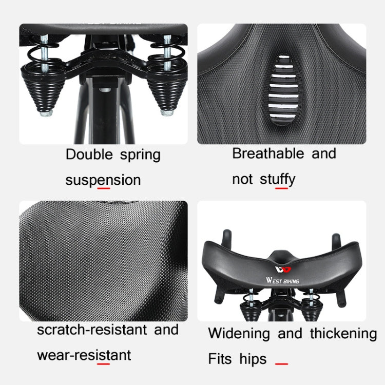 WEST BIKING Bicycle Riding Big Butt Comfortable Saddle(Black Hollow Windshield) - Bicycle Saddle by WEST BIKING | Online Shopping UK | buy2fix