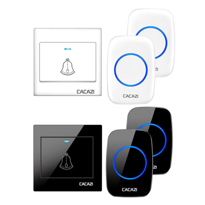 CACAZI H10 1 For 2 Home Wireless Music Doorbell without Battery, Plug:UK Plug(White) - Wireless Doorbell by CACAZI | Online Shopping UK | buy2fix