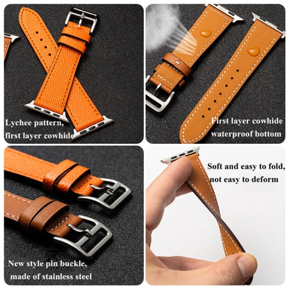 Cowhide Leather Strap Watch Band For Apple Watch Series 6&SE& 5&4 40mm / 3 & 2 & 1 38mm(Orange) - Watch Bands by buy2fix | Online Shopping UK | buy2fix