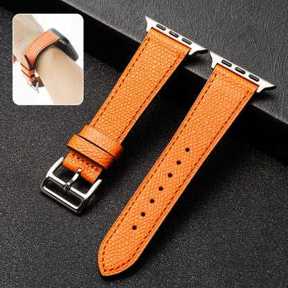 Cowhide Leather Strap Watch Band For Apple Watch Ultra 49mm / Series 8&7 45mm / SE 2&6&SE&5&4 44mm / 3&2&1 42mm(Orange) - Watch Bands by buy2fix | Online Shopping UK | buy2fix