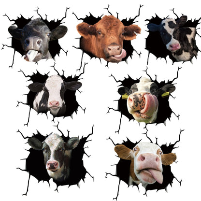 7 PCS Animal Wall Stickers Cattle Head Hoisting Car Window Static Stickers(Cow 06) - In Car by buy2fix | Online Shopping UK | buy2fix