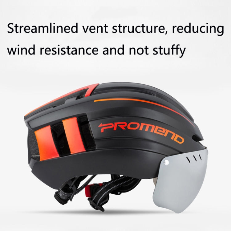 PROMEND TK-12H15 Mountain Bike USB Magnetic Goggles Helmet With Warning Light, Size: L(Black Red) - Protective Helmet & Masks by PROMEND | Online Shopping UK | buy2fix