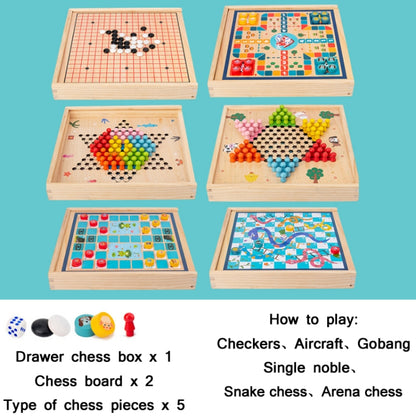 Children Wooden Multifunctional Parent-Child Interactive Puzzle Board Toy, Set Specification: 6 In 1 Chess - Table Games by buy2fix | Online Shopping UK | buy2fix