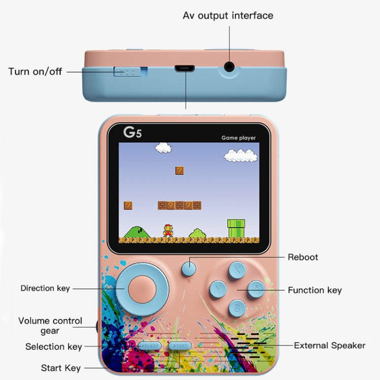 G5 Retro Children Macaron Handheld Game Console Color Screen Built-In 500 Games, Style: Single (Blue) - Pocket Console by buy2fix | Online Shopping UK | buy2fix