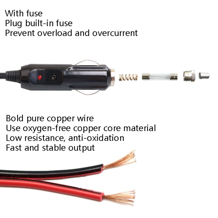 Car Compressor Refrigerator Line 12/24V Semiconductor Refrigerator Power Cord Cigarette Lighter Line, Specification: With Switch 2m - In Car by buy2fix | Online Shopping UK | buy2fix