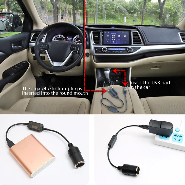 5V Turn 12V USB To Cigarette Lighter Socket Female Head Driving Recorder Mobile Power Cord, Specification: 2m - Cigar Socket by buy2fix | Online Shopping UK | buy2fix