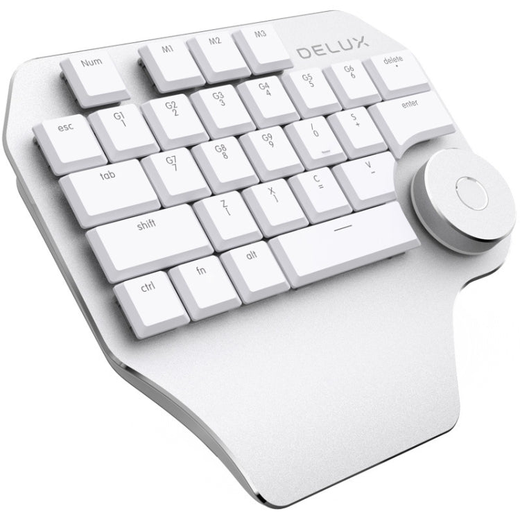 DELUX T11 29 Keys Single-Hand Keyboard Shortcut Key Speech Tool Flat Keyboard, Colour: Silver - Wired Keyboard by DELUX | Online Shopping UK | buy2fix