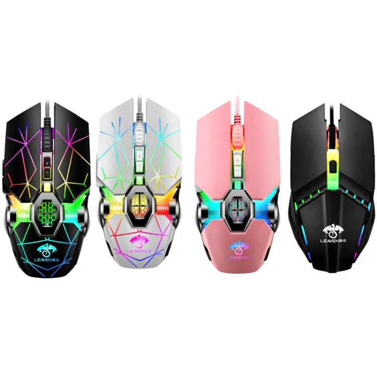 LEAVEN 7 Keys 4000DPI USB Wired Computer Office Luminous RGB Mechanical Gaming Mouse, Cabel Length:1.5m, Colour: S30 Pink - Wired Mice by LEAVEN | Online Shopping UK | buy2fix