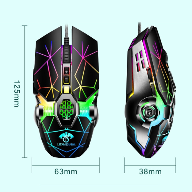 LEAVEN 7 Keys 4000DPI USB Wired Computer Office Luminous RGB Mechanical Gaming Mouse, Cabel Length:1.5m, Colour: S10 Black - Wired Mice by LEAVEN | Online Shopping UK | buy2fix