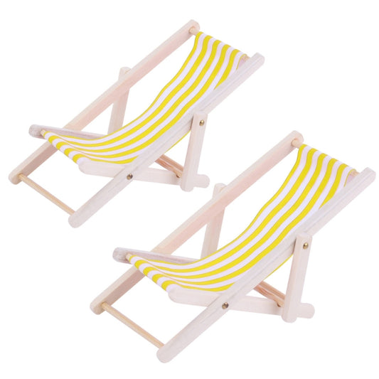 2 PCS 1:12 Beach Lounge Chair Simulation Model Outdoor Beach Scene Shooting Props Can Be Folded(Yellow) - Camera Accessories by buy2fix | Online Shopping UK | buy2fix