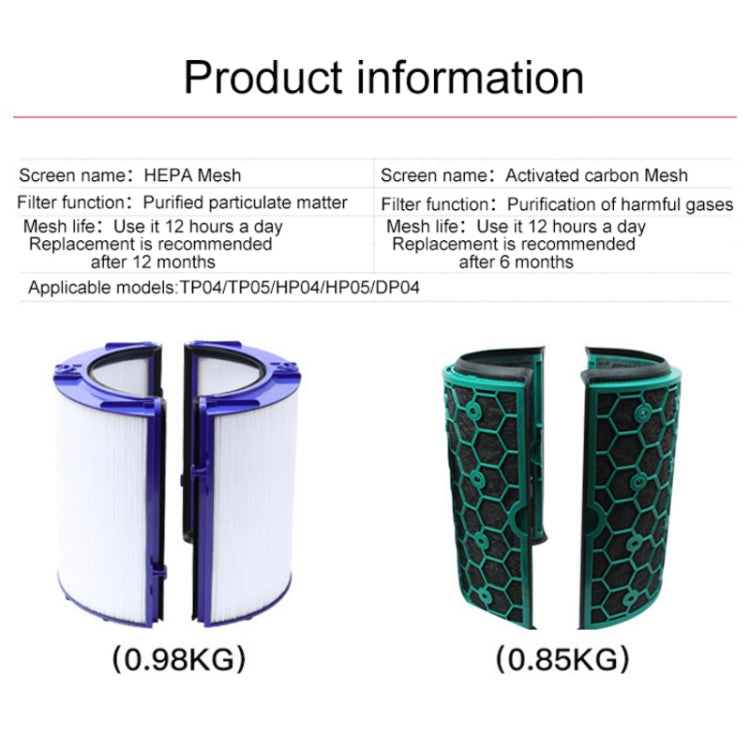 Air Purifier Filter Accessories For Dyson TP04 / DP04 / HP04，Specification： 1 set Filter + 1 Set Activated Carbon - Consumer Electronics by buy2fix | Online Shopping UK | buy2fix