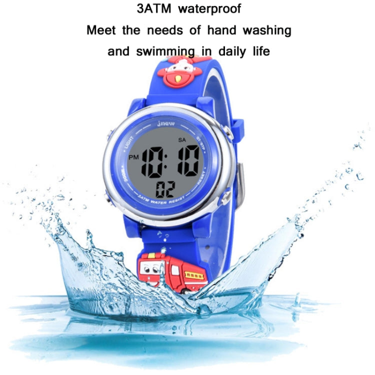 JNEW A380-81447 Children Cartoon Firefighter Waterproof Multifunction Sports LED Electronic Watch(Blue) - Cartoon Watches by JNEW | Online Shopping UK | buy2fix