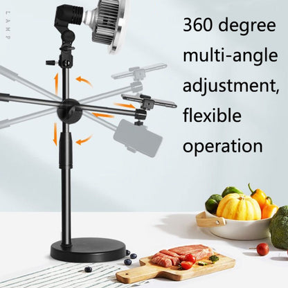 Mobile Phone Live Support Shooting Gourmet Beautification Fill Light Indoor Jewelry Photography Light, Style: 700W Mushroom Lamp + Stand + Overhead Stand - Selfie Light by buy2fix | Online Shopping UK | buy2fix