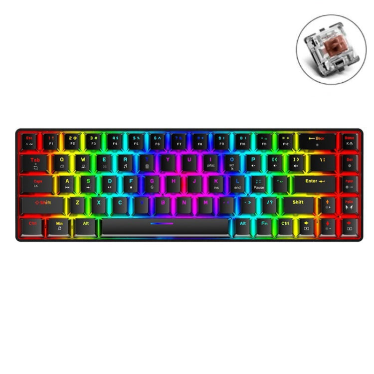 T8 68 Keys Mechanical Gaming Keyboard RGB Backlit Wired Keyboard, Cable Length:1.6m(Black Tea Shaft) - Wired Keyboard by buy2fix | Online Shopping UK | buy2fix