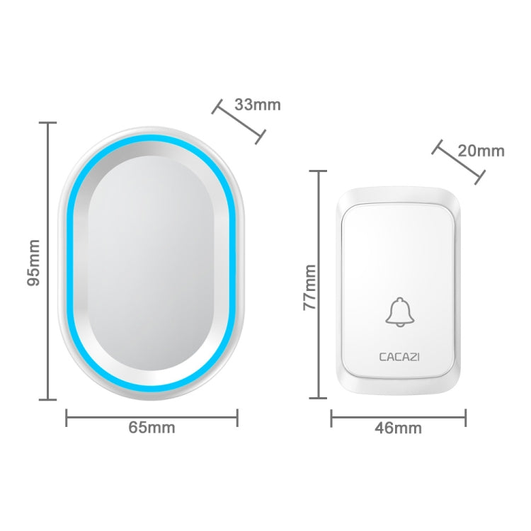 CACAZI A80 1 For 1 Wireless Music Doorbell without Battery, Plug:US Plug(White) - Wireless Doorbell by CACAZI | Online Shopping UK | buy2fix