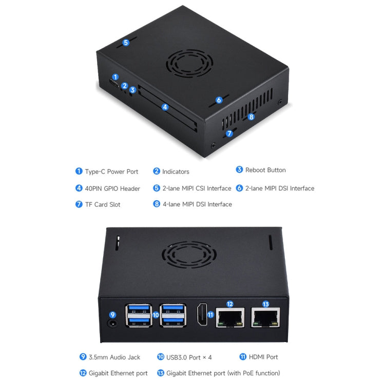 Waveshare 25311 Metal Case For VisionFive2 Board, With Cooling Fan - Mini PC Accessories by Waveshare | Online Shopping UK | buy2fix