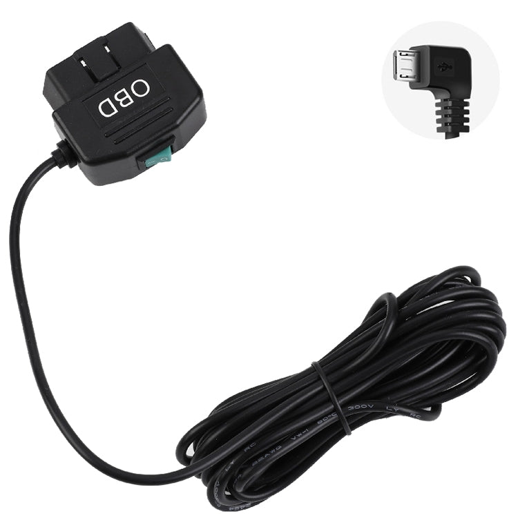 H507 Driving Recorder OBD Step-down Line Car ACC Three-Core Power Cord 12/24V To 5V 3A Low Pressure Protection Line, Specification: Micro Left Elbow - In Car by buy2fix | Online Shopping UK | buy2fix