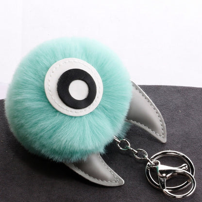 3 PCS Cartoon Croissant Hair Ball Keychain Pendant Bag Car Pendant(Brown) - Key Rings by buy2fix | Online Shopping UK | buy2fix
