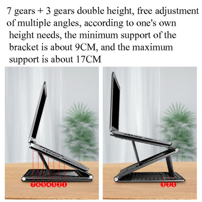 N5 Laptop Stand Portable Double-Layer Multi-Gear Adjustment Heightening Folding Plastic Heat Dissipation Bracket(Elegant Black) - Computer & Networking by buy2fix | Online Shopping UK | buy2fix