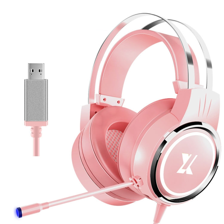 Heir Audio Head-Mounted Gaming Wired Headset With Microphone, Colour: X8 7.1 Sound Upgrade (Pink) - Multimedia Headset by Heir Audio | Online Shopping UK | buy2fix